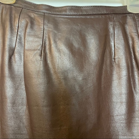 Matters of Degrees 100% Leather Brown Lined Skirt - Picture 2 of 8
